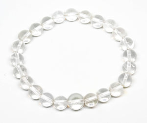 CLEAR QUARTZ Crystal Bracelet - Round Beads - Beaded Bracelet